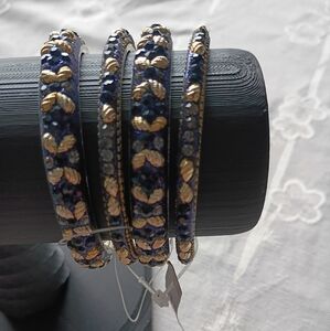 Bangel Braclets Set Of 4, Dark Blue/Gold, Sparkle, NWT, Rosamariposa